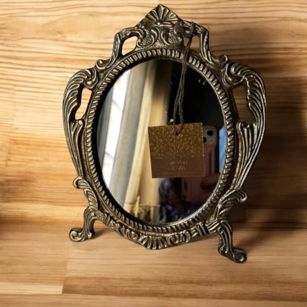 Ornate Gold Oval Mirror metal or brass frame made in India